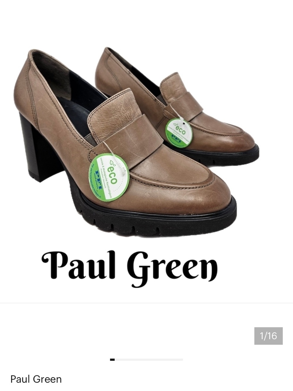 Paul Green Nina Womens Loafer Pump Size 7.5=10 Distressed Brown Leather Retro